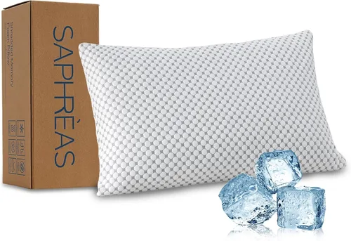Vista 11 de SAPHREAS Almohadas de cama refrescantes estándar para dormir, almohadas de espuma viscoelástica triturada de hotel de lujo para personas que duermen