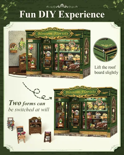 Vista 4 de Cutefun Kit de rincón de libros – Kit de rincón de librería en miniatura para adultos y adolescentes, rompecabezas de madera 3D con luz LED, regalos