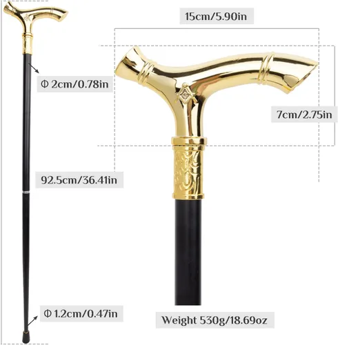 Vista 3 de Masonería de oro masonería VG alivio bastón para caminar moda bastón caballero Crosier perilla bastón 36.6 in