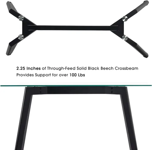 Vista 6 de ivinta TAM-WT114BK - Mesa de consola de vidrio, mesa de pasillo estrecha para entrada y vestíbulo moderna con patas de madera maciza para entrada