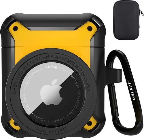 Vista 21 de Valkit Funda para Airpods para hombres con cerradura, funda de cuerpo completo con llavero para AirPods de Apple a prueba de golpes, funda