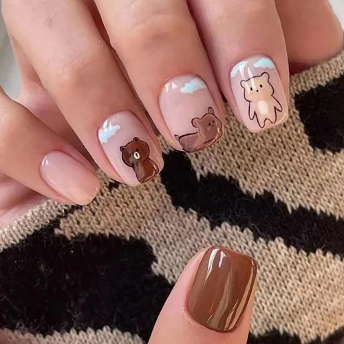 Vista 8 de Uñas postizas a presión ataúd de longitud corta, 24 piezas de cobertura completa, reutilizables, brillantes, uñas postizas con pegamento, uñas