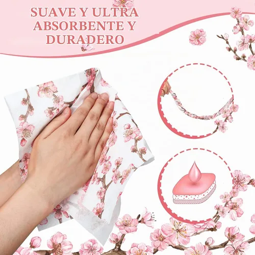 Vista 5 de Estune Servilleta desechable de flores de papel para invitados, 200