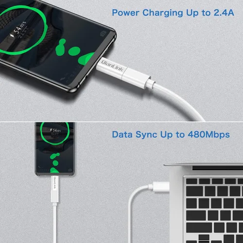 Vista 4 de Adaptador mini USB a USB C, (paquete de 2) Mini USB hembra a USB C macho, conversión de carga y sincronización de datos compatible con Samsung