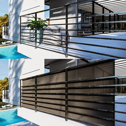 Vista 2 de 2.5' x 10' Malla de Pantalla de Valla de Privacidad para Balcón Protección contra Viento Cubierta Incluye Bridas de Cable para Terraza Apartamento