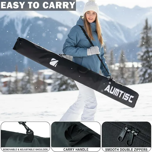 Vista 5 de AUMTISC Ski and Boot Bag Combo for Air Travel Flying, Padded Two-Piece Snow Ski Bags, Adjustable Length Ski Travel Bag for Skis Up to 200cm and