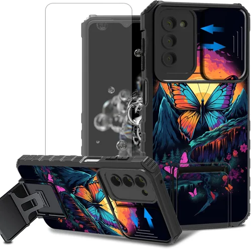Vista 36 de Funda para teléfono Samsung Galaxy A15 5G con protector de pantalla con cubierta deslizante para cámara y soporte de doble capa híbrida resistente a