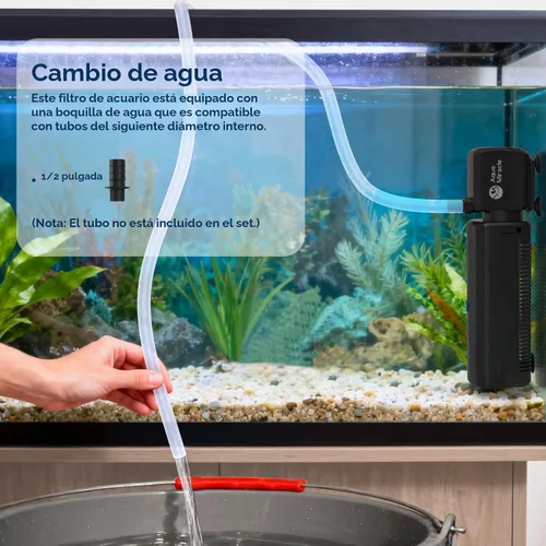 Vista 8 de AquaMiracle Filtro de acuario con luz U - V y esponja de filtro, filtro de tanque de peces con temporizador para agua verde, filtro de tortuga
