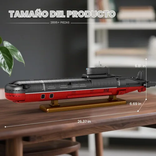 Vista 6 de Reobrix Juego de construcción de submarino nuclear para adultos, kit de modelo de submarino nuclear de clase tifón, decoración coleccionable
