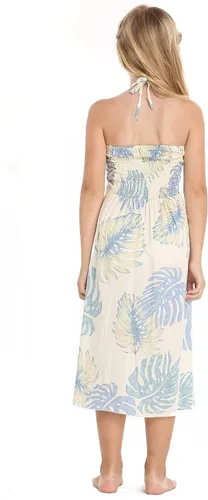 Vista 3 de Girl Hawaiian Halter Dress in Palm Leaf