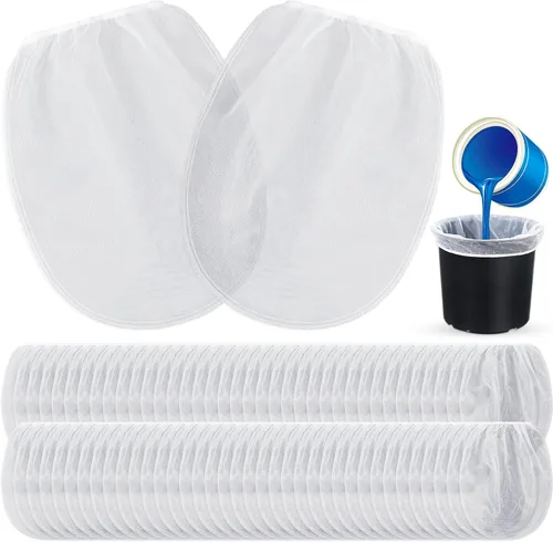 Vista 9 de Boao Bolsas de filtro de pintura, bolsas de filtro de pintura de malla fina blanca, filtro de cubo desechable para pintura, jardinería, protección
