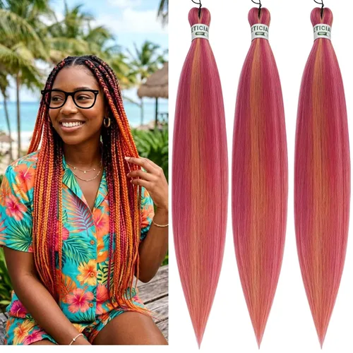 Vista 33 de Cabello trenzado para niños preestirado de 16 pulgadas, color negro para niños, trenzas sin nudos
