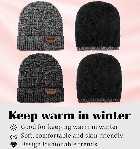 Vista 88 de Loritta Gorro de invierno cálido de punto grueso y holgado para hombre