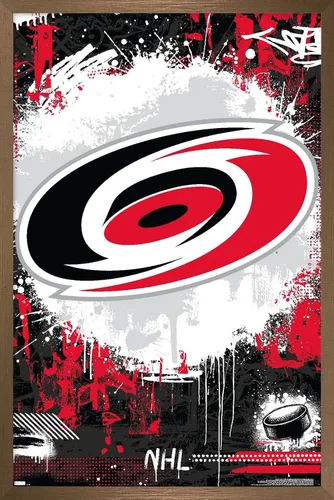 Vista 15 de Trends International NHL Carolina Hurricanes - Póster de pared Maximalist Logo 23, 22.4 pulgadas de largo x 14.7 W, versión enmarcada en madera