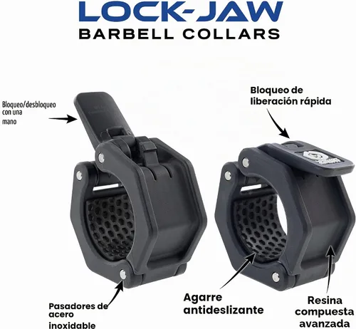 Vista 3 de Lock-Jaw Sport - Collar olímpico de barra - Abrazadera de barra de liberación rápida (negro)