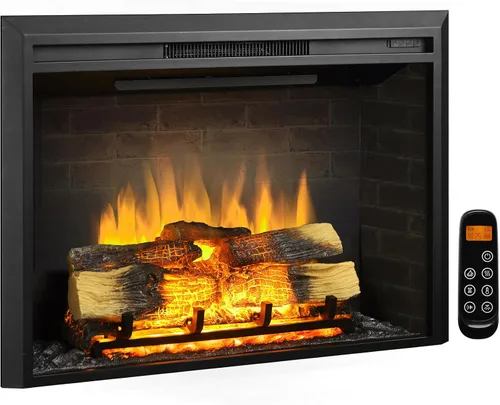 Vista 13 de LegendFlame Carl 28 Pulgadas con Kit de Adornos, Inserto de Chimenea Eléctrica, Calentador de Chimenea 750/1500W, Sonido de Fuego Crepitante