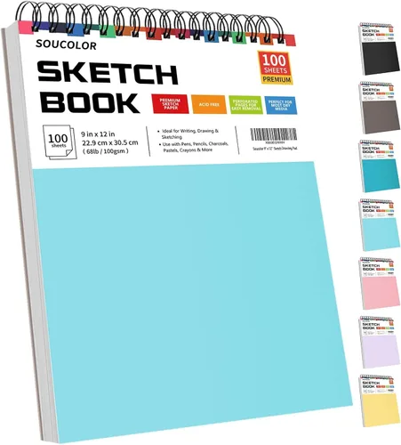 Vista 33 de Soucolor Suministros Escolares Cuaderno de bocetos de 9 x 12 pulgadas para profesor y estudiante de secundaria, paquete de 1 cuaderno de bocetos