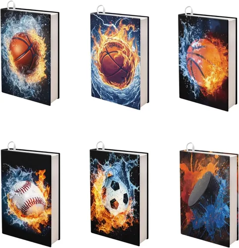 Vista 40 de Rnyleeg Paquete de 6 fundas protectoras de libros de bolsillo para niños, con temática deportiva, elástica, para amantes de los libros, estudiantes