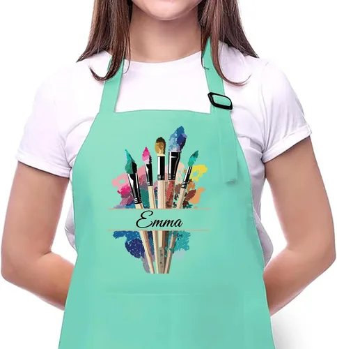 Vista 6 de Personalized Painting Apron with Custom Name, Mother's Day Gift for Mom, Personalized Adjustable Apron for Painter, Women