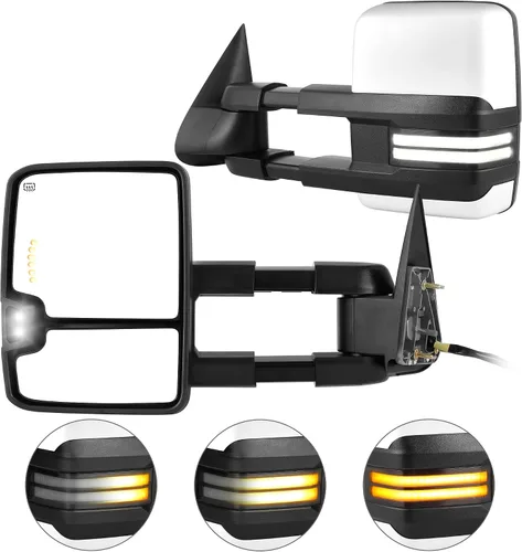 Vista 45 de AUTOSAVER88 Espejos de remolque compatibles con Chevy Silverado GMC Sierra 2007-2014, juego de espejos de remolque con calefacción eléctrica