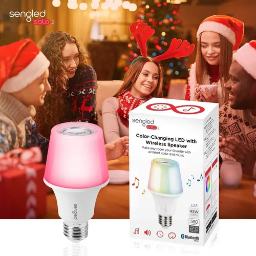 Vista 7 de Sengled Solo RGBW Bluetooth Bombilla Altavoz Multi Color Cambio Bombilla LED 60W Equivalente Regulable App Controlada E26 Bombilla de Música