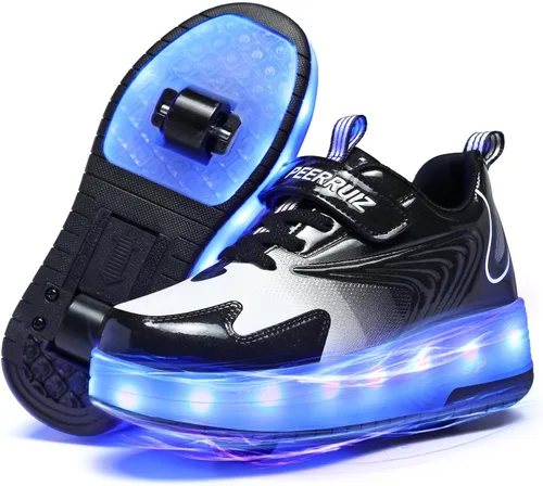 Vista 16 de Zapatos para niños con ruedas - 4 en 1 Zapatos con ruedas iluminados con luces LED recargables por USB para regalos de Navidad y escuela