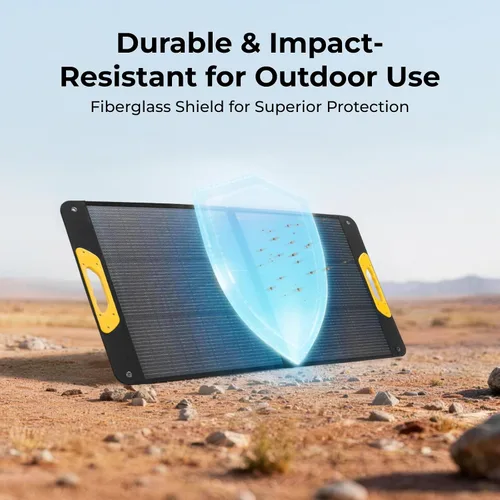 Vista 6 de El panel solar portátil BougeRV 100W, tipo N plegable fibra de vidrio del cargador solar 100W Solar Panel, Fiberglass Layer, Foldable Charging