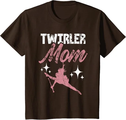 Vista 7 de Twirler Mom Baton Madre Majorette Funny Gymnastic Twirling T-Shirt Negro