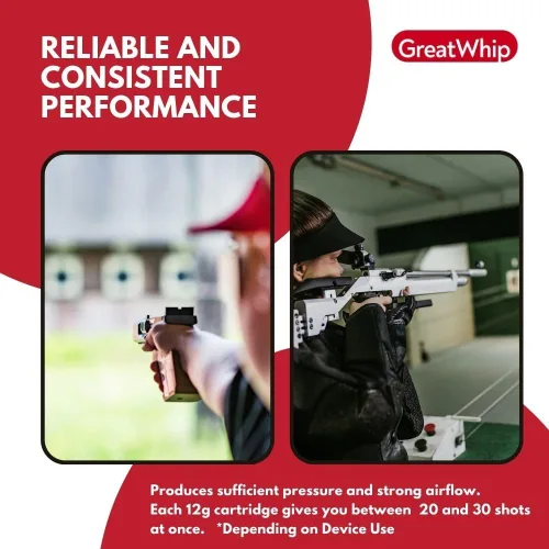 Vista 4 de GreatWhip 25 cartuchos de CO2 de 0.47 oz no roscados compatibles con pistola BB de CO2, pistola de aire, pistola de aire, pistola de aire, rifle