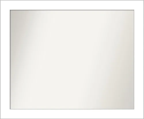 Vista 69 de Amanti Art Espejo de baño blanco para sobre el fregadero, 24 x 26 pulgadas, espejo rectangular blanco y blanco, marco de madera contemporáneo