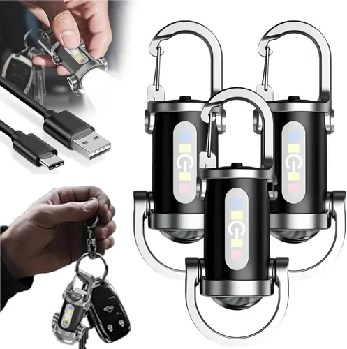 Vista 8 de Mini linterna recargable del bolsillo del llavero, llavero de la antorcha 1pcs
