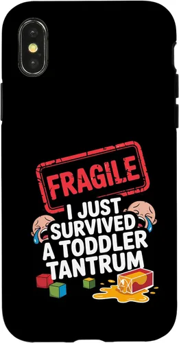 Vista 5 de Fragile I Survived a Toddler Tantrum Funny Parent Graphic Case for iPhone 16