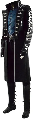 Vista 2 de Vergil DMC 5 - Chaqueta de cosplay para hombre, abrigo Virgil, chaleco para disfraz de Halloween