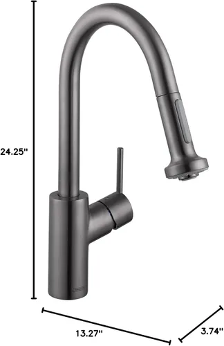Vista 6 de hansgrohe Talis S² - Grifo de cocina de barra negra, grifos de cocina con rociador extraíble, grifo para fregadero de cocina, cabezal rociador