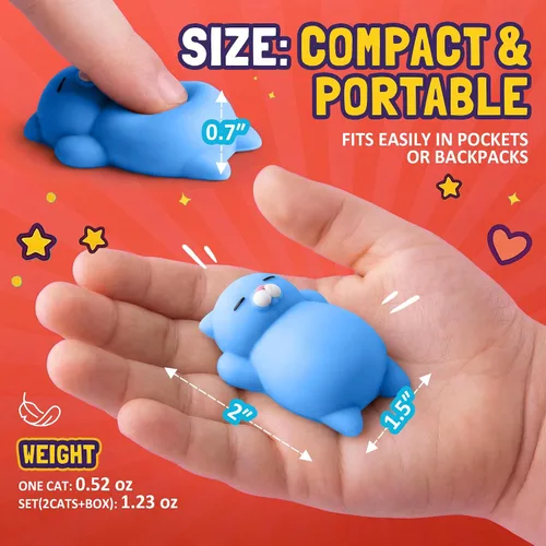 Vista 3 de Nutty Toys Juego de Gatos Suaves - Gatitos Kawaii de Silicona Suave de 2", Juguete Principal para Alivio del Estrés 2025 Regalos Únicos