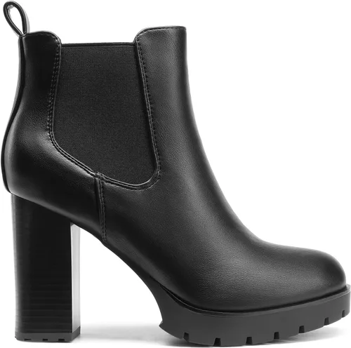 Vista 2 de DREAM PAIRS Chelsea - Botas al tobillo para mujer, con plataforma, tacón alto y grueso, con elástico lateral
