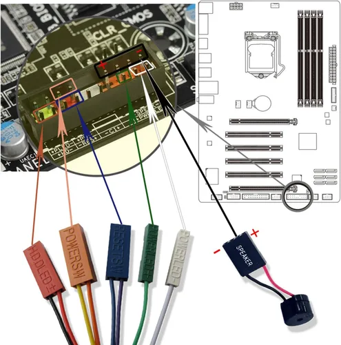 Vista 6 de Altavoz interno de placa base de PC (paquete de 3), zumbador de alarma BIOS para resolución de problemas de PC y diagnóstico de código de pitido