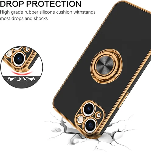Vista 2 de BENTOBEN Funda para iPhone 13 Mini con soporte de anillo de 360°, ajuste delgado, a prueba de golpes, soporte magnético para automóvil, compatible