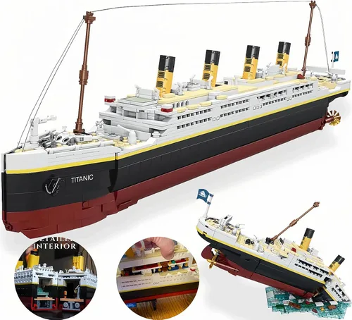 Vista 11 de Titanic Ship - Juego de bloques de construcción modelo de barco, juegos de rompecabezas 3D, juguetes educativos de bricolaje, juguete de ladrillos