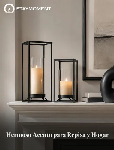 Vista 5 de Juego de 2 candelabros decorativos para interiores y exteriores Negro