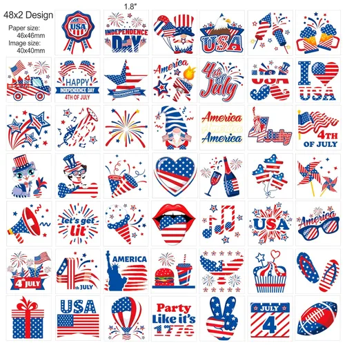 Vista 3 de HOWAF 96 tatuajes temporales del 4 de julio, calcomanías de tatuaje del Día de la Independencia para decoración de fiestas temáticas patrióticas