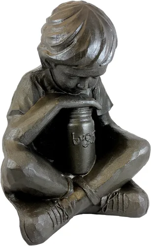 Vista 31 de Emsco Group 92246 Estatua de niño soñando despierto – Aspecto natural – Hecha de resina – Ligera – 40 cm de altura para jardín, BRONCE