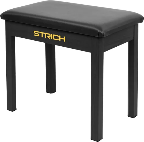Vista 8 de STRICH Banco de piano con almacenamiento, banco de teclado de madera maciza, taburete con cojín acolchado, color negro