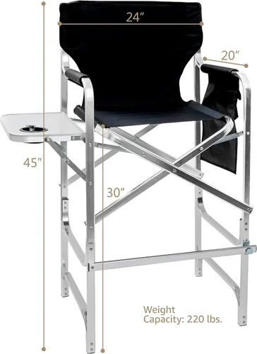 Vista 3 de Trademark Innovations Silla de director, aluminio, negro