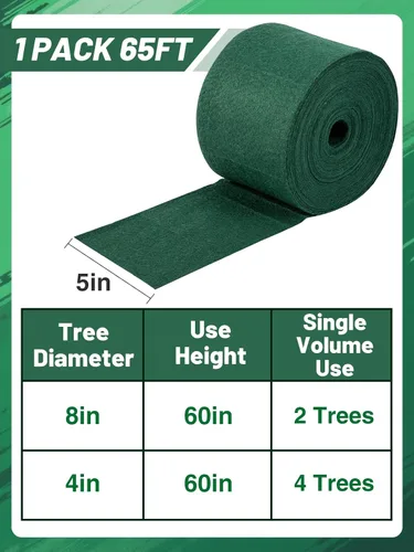 Vista 5 de Envoltura Protectora de Árbol para Protección contra Congelamiento en Invierno - 65 pies de Guardatronco Transpirable Resistente para Alejar a