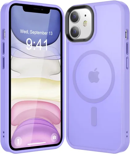 Vista 55 de Fuerte magnético para iPhone 11, compatible con Magsafe, [resistente a caídas de 13 pies] Funda trasera translúcida mate con sensación de piel