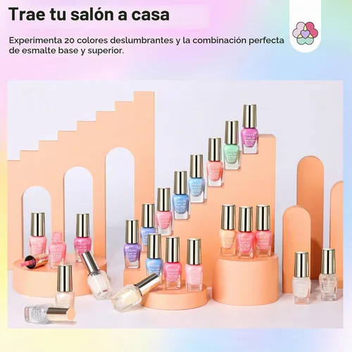 Vista 7 de SAVILAND - Juego de esmaltes de uñas de 20+3 colores con capa base brillante y mate Quick Dry, Pastel Pink Blue Green Yellow, Spring Summer