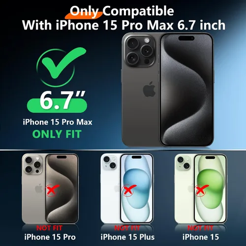 Vista 2 de Funda impermeable para iPhone 15 Pro Max 2025, protector de pantalla integrado y protector de cámara de vidrio, a prueba de golpes, IP68 bajo