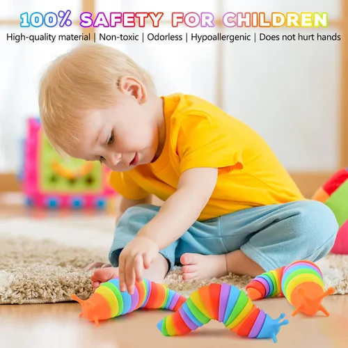 Vista 5 de Cevioce Juguete Fidget de Babosa, Juguete Sensorial Fidget de Babosa para Niños y Adultos, 2 Piezas de Lindos Juguetes Sensoriales Articulados en 3D