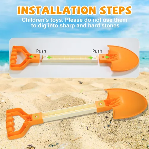 Vista 7 de Palas de playa de arena largas de 20 pulgadas para niños, palas de plástico resistente de verano, cucharas para arena, palas, juguete para caja